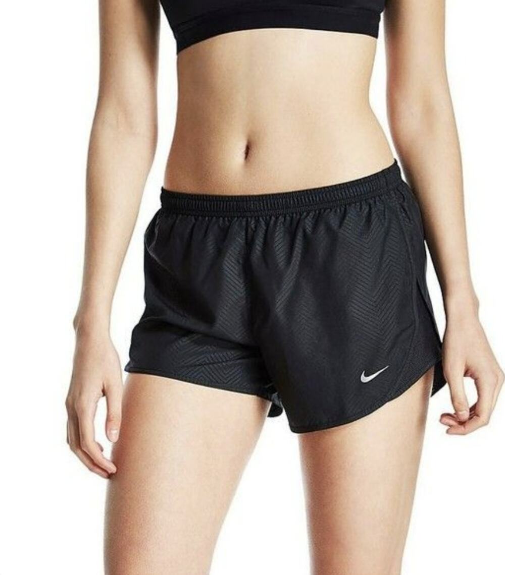 Nike Dri Fit Shorts WMNS S Black Chevron Running Split Hem Lined Active Gymwear